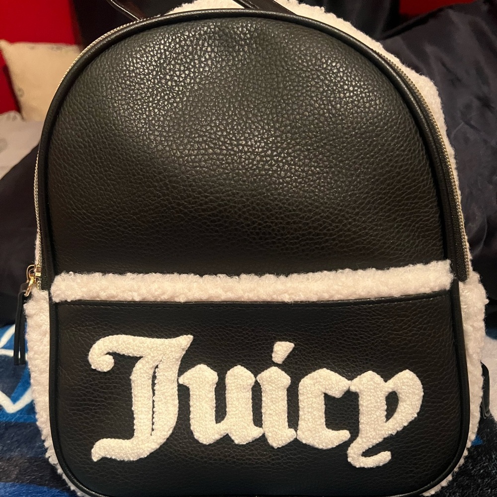 Juicy Couture Black backpack and wallet with Cream Sherpa detailing